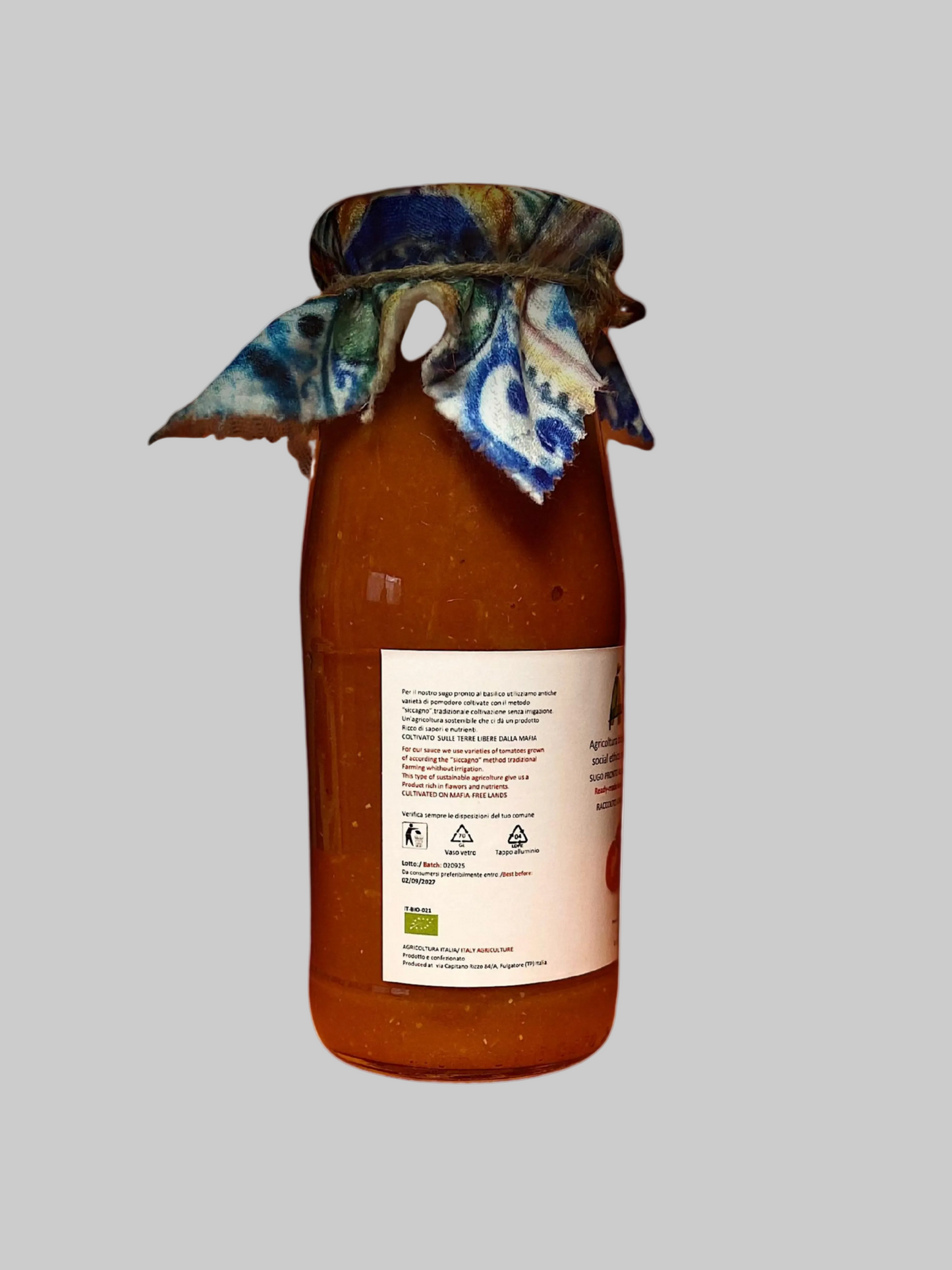 SUGO DI POMODORO AL BASILICO BIOLOGICO - 440 GR