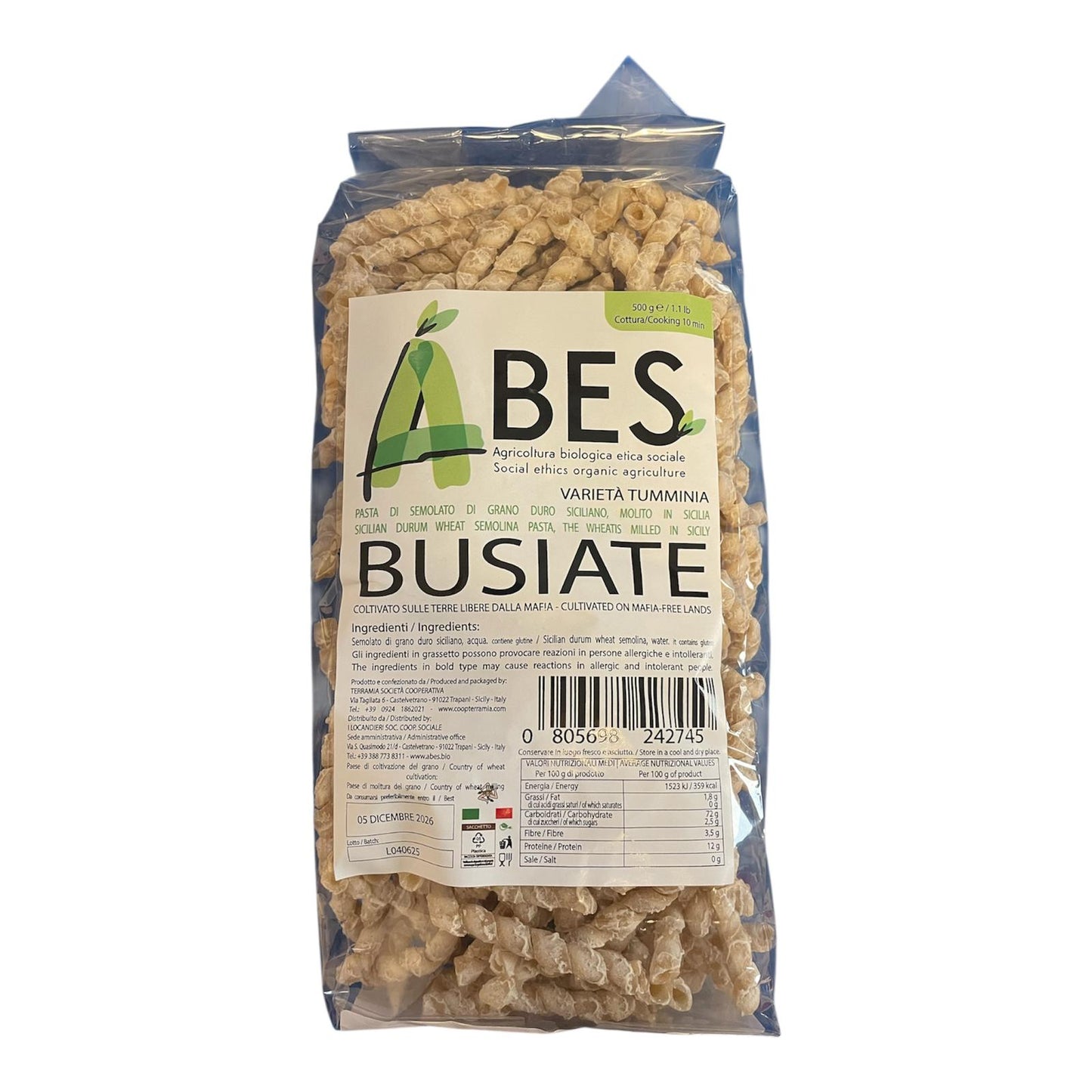 PASTA BUSIATE VARIETA' TUMMINIA - 500 GR
